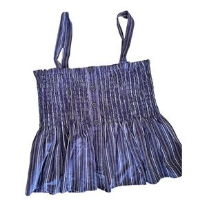 AQUA Womens ruched smocked body peplum top size XL NWT Pullover Purple color